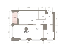 Продается 1-комнатная квартира ЖК Европейский берег, дом 32, 57.85  м&sup2;, 10550000 рублей
