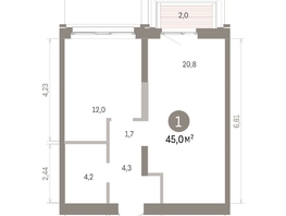 Продается 1-комнатная квартира ЖК Европейский берег, дом 32, 44.98  м&sup2;, 8510000 рублей