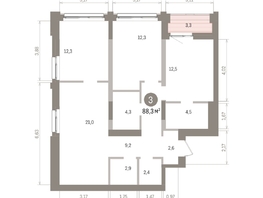 Продается 3-комнатная квартира ЖК Европейский берег, дом 32, 88.26  м&sup2;, 16680000 рублей