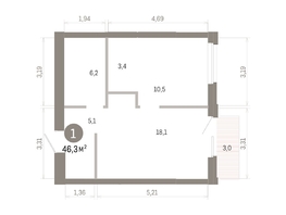 Продается 1-комнатная квартира ЖК Город на озере, 46.27  м&sup2;, 11410000 рублей
