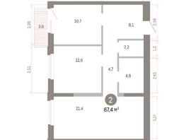 Продается 2-комнатная квартира ЖК Город на озере, 67.44  м&sup2;, 13610000 рублей