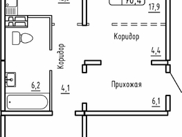 Продается 2-комнатная квартира ЖК Самоцветы, Бирюза дом 1, 70.4  м&sup2;, 7495238 рублей