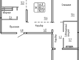 Продается 3-комнатная квартира ЖК Самоцветы, Бирюза дом 2, 82  м&sup2;, 7500000 рублей