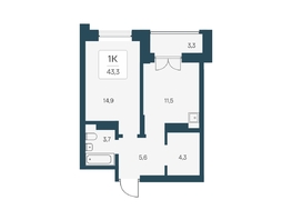 Продается 1-комнатная квартира ЖК Расцветай на Кропоткина, дом 1, 43.3  м&sup2;, 9250000 рублей