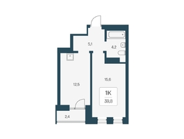 Продается 1-комнатная квартира ЖК Расцветай на Кропоткина, дом 1, 39.8  м&sup2;, 8900000 рублей