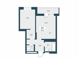 Продается 2-комнатная квартира ЖК Расцветай на Учительской, 48.4  м&sup2;, 7400000 рублей