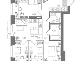 Продается 4-комнатная квартира ЖК Спектр, дом 10, 76.62  м&sup2;, 12590000 рублей