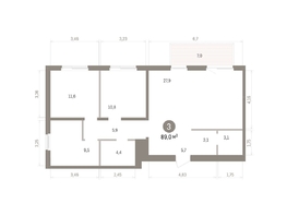 Продается 3-комнатная квартира ЖК Пшеница, дом 5.2, 89  м&sup2;, 12660000 рублей