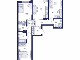 Продается 3-комнатная квартира ЖК Сила леса, корп 1, 83.4  м&sup2;, 10300000 рублей