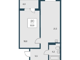 Продается 2-комнатная квартира ЖК Эко-квартал на Кедровой, д 3 сек 2, 53.7  м&sup2;, 7790000 рублей
