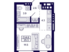 Продается Студия ЖК Сподвижники, дом 1, 25.3  м&sup2;, 4600000 рублей