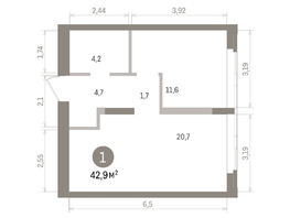 Продается 1-комнатная квартира ЖК Европейский берег, дом 32, 42.87  м&sup2;, 8980000 рублей