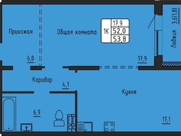 Продается 1-комнатная квартира ЖК Самоцветы, Бирюза дом 3, 53.6  м&sup2;, 6400000 рублей