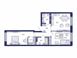 Продается 2-комнатная квартира ЖК Сила леса, корп 2, 71.9  м&sup2;, 10100000 рублей