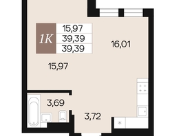 Продается 1-комнатная квартира ЖК Роза ветров, 39.39  м&sup2;, 5716550 рублей