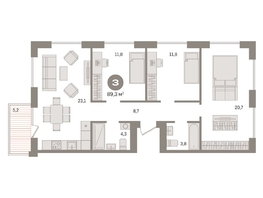 Продается 3-комнатная квартира ЖК Пшеница, дом 2.2, 89.26  м&sup2;, 12520000 рублей