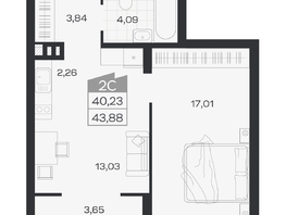 Продается 2-комнатная квартира ЖК Ясный берег, дом 19, бс 2-5, 43.88  м&sup2;, 8485000 рублей