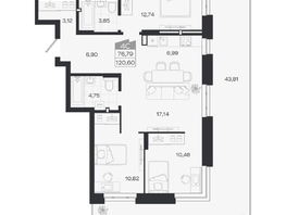 Продается 4-комнатная квартира ЖК Квартал 54, дом 1, 76.79  м&sup2;, 11148000 рублей
