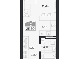 Продается Студия ЖК Квартал 54, дом 1, 25.89  м&sup2;, 4693000 рублей