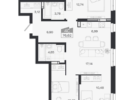 Продается 4-комнатная квартира ЖК Квартал 54, дом 1, 76.62  м&sup2;, 10600000 рублей