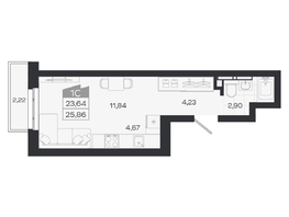 Продается Студия ЖК Квартал 54, дом 1, 23.64  м&sup2;, 4589000 рублей