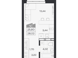 Продается Студия ЖК Квартал 54, дом 1, 25.8  м&sup2;, 4966000 рублей