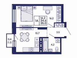 Продается 1-комнатная квартира ЖК Сила леса, корп 2, 35  м&sup2;, 5850000 рублей