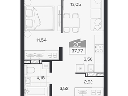 Продается 2-комнатная квартира ЖК Квартал 54, дом 1, 37.77  м&sup2;, 6512000 рублей