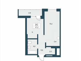 Продается 2-комнатная квартира ЖК Расцветай на Учительской, 47.2  м&sup2;, 6850000 рублей