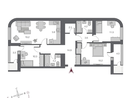 Продается 4-комнатная квартира ЖК Беринг, дом 2, 96.2  м&sup2;, 15300000 рублей