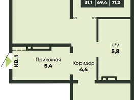 Продается 2-комнатная квартира ЖК Гренландия, Лес дом №4, 71.2  м&sup2;, 9450000 рублей