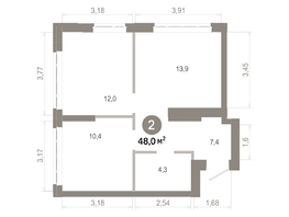 Продается 2-комнатная квартира  Квартал Молодость, дом 1, 48  м&sup2;, 7100000 рублей