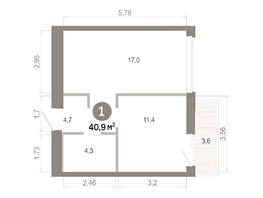 Продается 1-комнатная квартира  Квартал Молодость, дом 1, 40.91  м&sup2;, 6790000 рублей