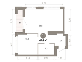 Продается 1-комнатная квартира  Квартал Молодость, дом 1, 47.41  м&sup2;, 7120000 рублей