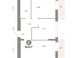 Продается 2-комнатная квартира  Квартал Молодость, дом 1, 64.97  м&sup2;, 9470000 рублей