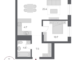 Продается 2-комнатная квартира ЖК ОСКАР, дом 1, 52.9  м&sup2;, 12770000 рублей