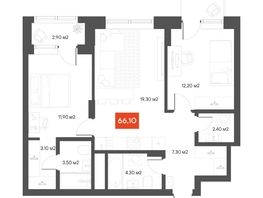 Продается 2-комнатная квартира  Квартал ЩА, 66.1  м&sup2;, 12090000 рублей