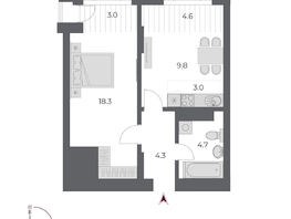 Продается 2-комнатная квартира ЖК ОСКАР, дом 2, 47.6  м&sup2;, 10970000 рублей