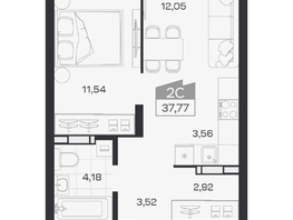 Продается 2-комнатная квартира ЖК Квартал 54, дом 1, 37.77  м&sup2;, 6653000 рублей