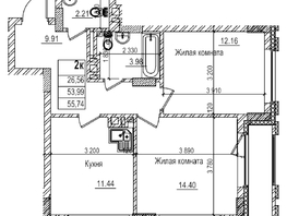 Продается 2-комнатная квартира ЖК Чернышевский, корп 3.3, 53.9  м&sup2;, 10660000 рублей
