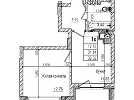Продается 1-комнатная квартира ЖК Чернышевский, корп 3.3, 31.1  м&sup2;, 7600000 рублей