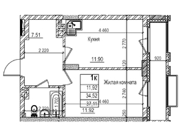 Продается 1-комнатная квартира ЖК Чернышевский, корп 3.3, 34.5  м&sup2;, 7970000 рублей