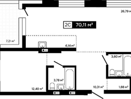 Продается 2-комнатная квартира ЖК Платина, 62.9  м&sup2;, 22121000 рублей