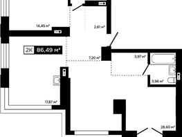 Продается 2-комнатная квартира ЖК Платина, 82.63  м&sup2;, 31287000 рублей