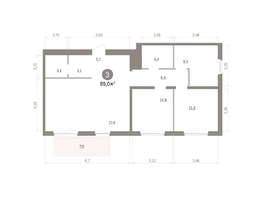 Продается 3-комнатная квартира ЖК Пшеница, дом 5.2, 89  м&sup2;, 12300000 рублей