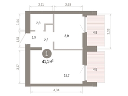 Продается 1-комнатная квартира ЖК Пшеница, 6.1, 41.08  м&sup2;, 6300000 рублей