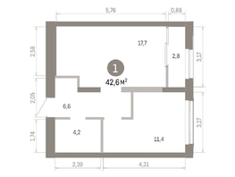 Продается 1-комнатная квартира ЖК Европейский берег, дом 46, 42.62  м&sup2;, 8390000 рублей