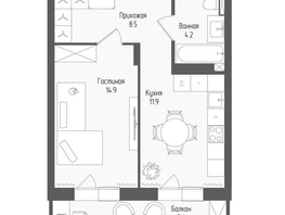 Продается 1-комнатная квартира ЖК Тетрис, корпус 1, 41.8  м&sup2;, 7822000 рублей