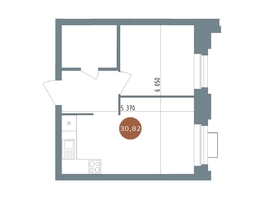 Продается 1-комнатная квартира  19/56 Кварталы Телецентра, 2, 30.7  м&sup2;, 6390000 рублей