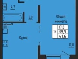 Продается 1-комнатная квартира ЖК Самоцветы, Бирюза дом 3, 41.5  м&sup2;, 6100000 рублей